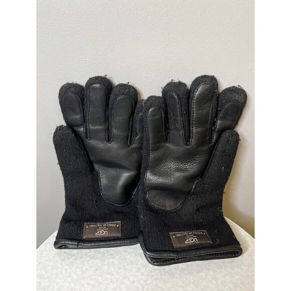 UGG AUSTRALIA MENS FUR LINED LEATHER AND KNIT TECH GLOVES - Small/Medium - Picture 1 of 7